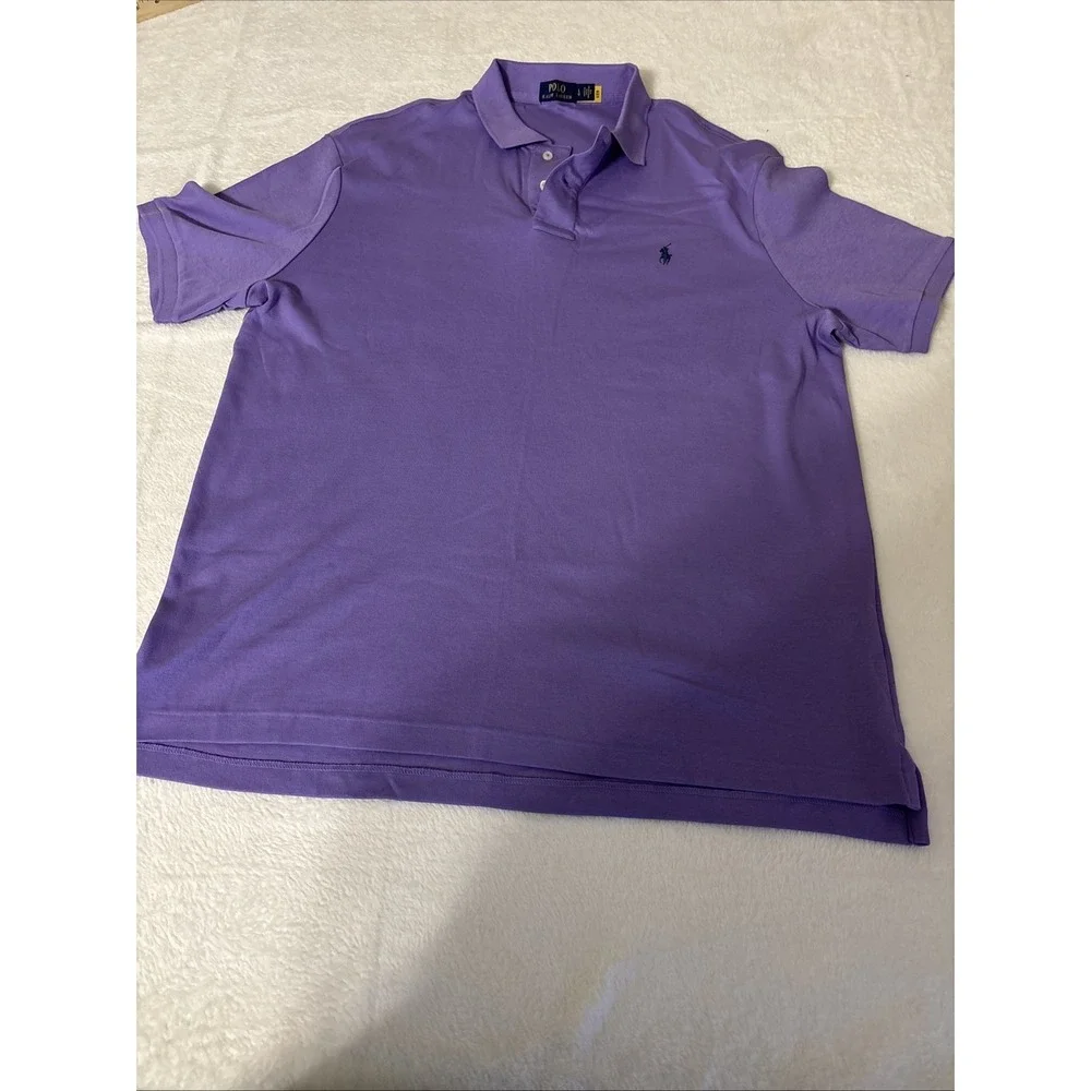 Polo Ralph Lauren Polo Shirt Men's Large Purple Pony Logo Cotton Classic Fit